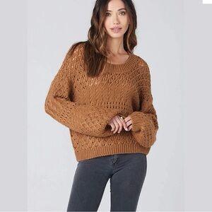 Saltwater Luxe The Jed Sweater Open Knit Crochet Boho Pullover Medium